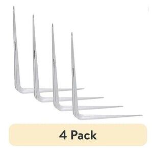 Hyper Tough 10 inch x 12 inch Shelf Bracket White, Pre-Drilled Holes - 4 Pack